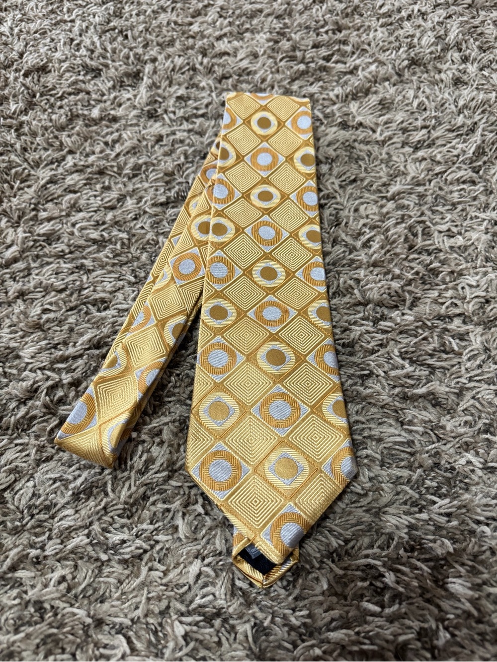 Stafford Gold and Silver Geometric Silk Tie